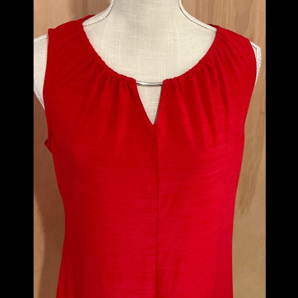 Diana Belle Red Orange Sleeveless Blouse - EUC